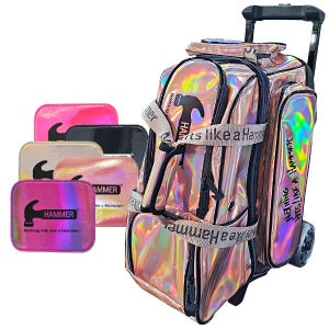 New Hammer Hologram Two Ball Roller Locker Bag - Pink Gold
