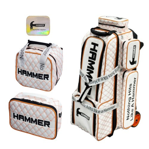 Hammer BIG 3 , 3 Ball Roller Bag - White Quilting / Orange