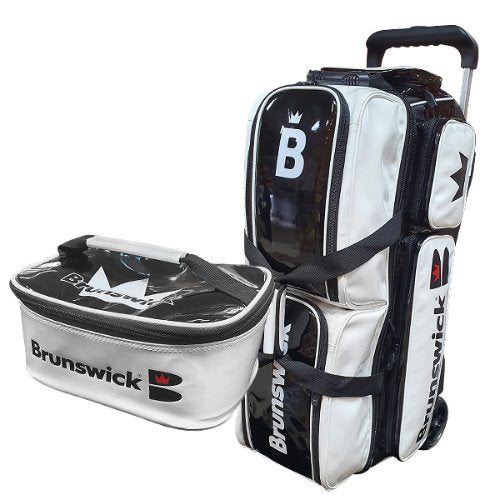 Brunswick Enamel Collar Three-Ball Roller Bag WHITE BLACK