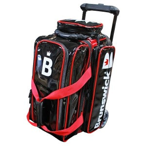 Brunswick Enamel Collar Two-Ball Roller Lacquer Bag - Black/Red