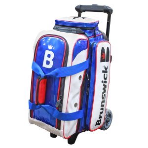 Brunswick Enamel Collar Two-Ball Roller Lacquer Bag - White/Blue