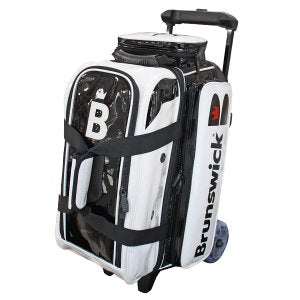 Brunswick Enamel Collar Two-Ball Roller Lacquer Bag - Black/White