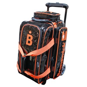 Brunswick Enamel Collar Two-Ball Roller Lacquer Bag - Black/Orange