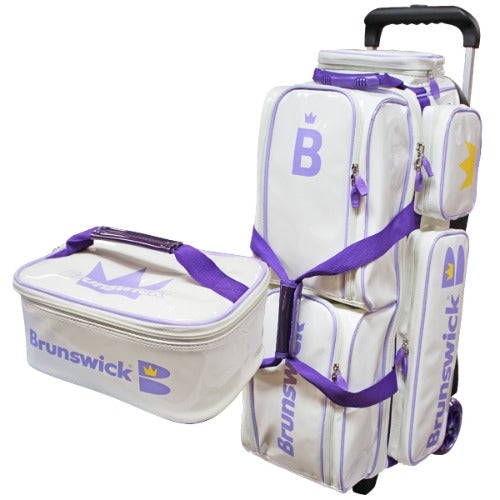 Brunswick Enameled Collar Three Ball Roller Bag - Ivory/Purple