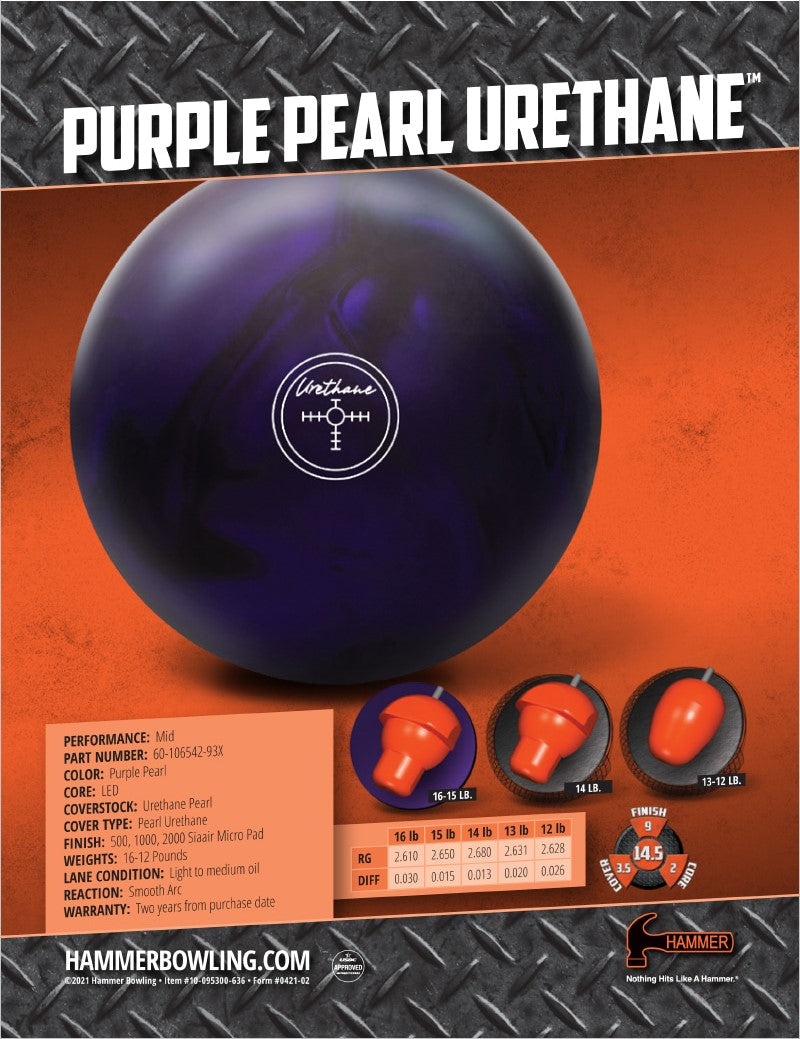 ボール hammer PURPLE PEARL URETHANE 15P Bowlingindex: Hammer Purple Pearl Urethane