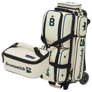 Brunswick Matte Three-Ball Roller Bag 3-Ball Bag - Cream Ivory/Green