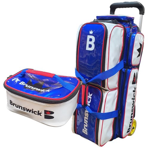 Brunswick Enamel Collar Three-Ball Roller Bag WHITE/BLUE