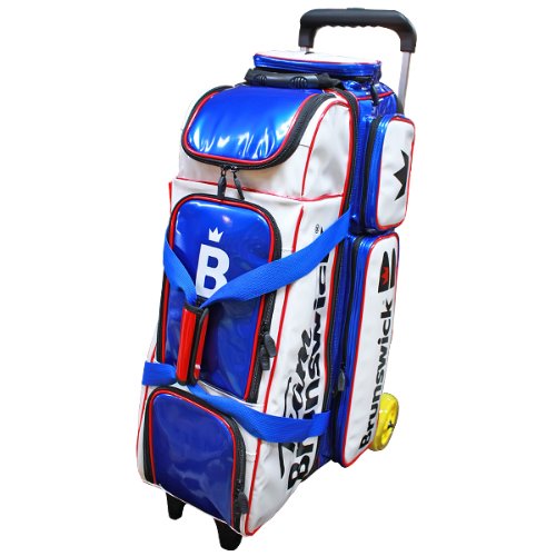 Brunswick Enamel Collar 4 Ball Roller Bag - White/Blue