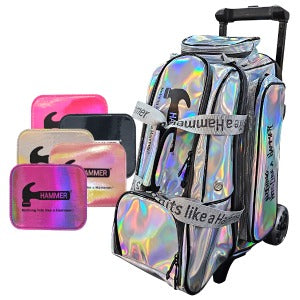 New Hammer Hologram Two Ball Roller Locker Bag - Silver